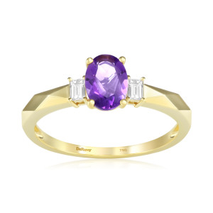 Inel Aur 18k Diamante, Ametist DERUVO 