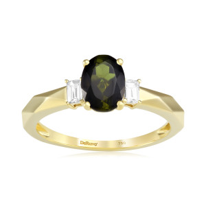 Inel Aur 18k Diamante, Turmalina Verde DERUVO