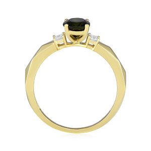 Inel Aur 18k Diamante, Turmalina Verde DERUVO