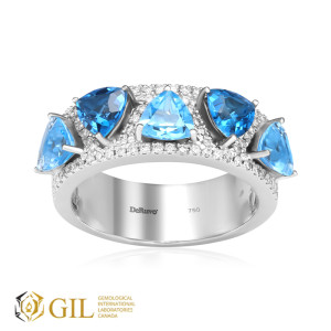 Inel Aur 18k Diamante, Topaz, London Blue Topaz DERUVO