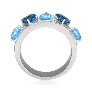 Inel Aur 18k Diamante, Topaz, London Blue Topaz DERUVO