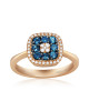 Inel Aur 18k Diamante,  London Blue Topaz DERUVO