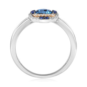 Inel Aur 18k Diamante, Safire, London Blue Topaz DERUVO