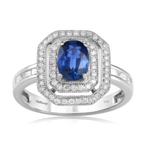 Inel Aur 18k Diamante,Safir DERUVO