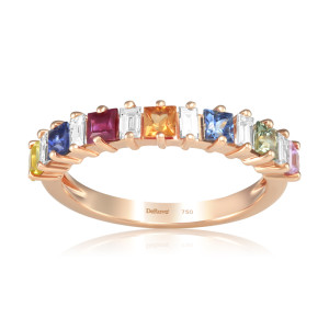 Inel Aur 18k Diamante, Rubin, Safire Multicolore DERUVO