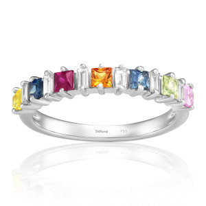 Inel Aur 18k Diamante, Rubin, Safire Multicolore DERUVO