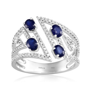 Inel Aur 18k Diamante, Safire DERUVO