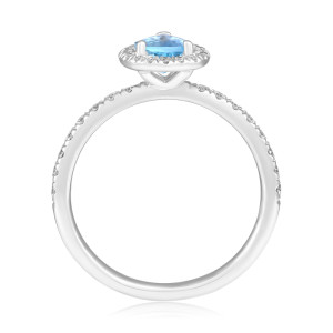 Inel Aur 18k Diamante, Aquamarin DERUVO