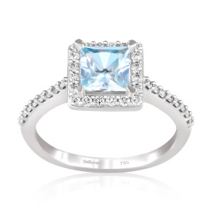 Inel Aur 18k Diamante, Aquamarin DERUVO