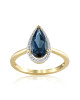 Inel Aur 18k Diamante, London Blue Topaz  DERUVO