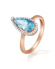 Inel Aur 18k Diamante, Topaz Albastru DERUVO