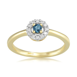 Inel Aur 18k Diamante, London Blue Topaz DERUVO