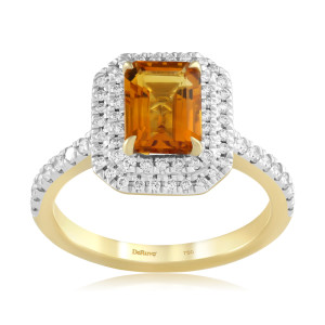 Inel Aur 18k Diamante, Citrin DERUVO