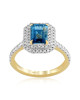 Inel Aur 18k Diamante, London Blue Topaz DERUVO