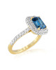 Inel Aur 18k Diamante, London Blue Topaz DERUVO