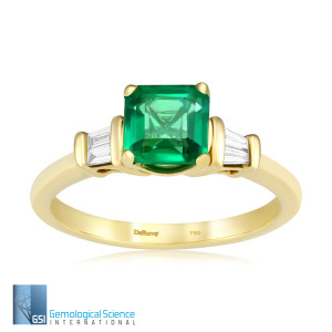 Inel Aur 18k Diamante, Smarald DERUVO