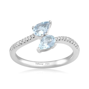 Inel Aur 18k Diamante, Aquamarin DERUVO