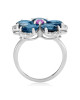 Inel Floare Aur 18k Diamante, Safire Roz, London Blue Topaz DERUVO