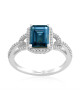 Inel Aur 18k London Blue Topaz, Safire Albe DERUVO 