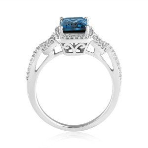 Inel Aur 18k London Blue Topaz, Safire Albe DERUVO 