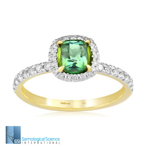 Inel Aur 18k Diamante, Turmalina Verde DERUVO