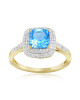 Inel Aur 18k Diamante, Topaz Albastru DERUVO