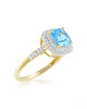 Inel Aur 18k Diamante, Topaz Albastru DERUVO