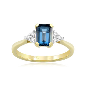 Inel Aur 18k Diamante, London Blue Topaz DERUVO