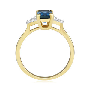 Inel Aur 18k Diamante, London Blue Topaz DERUVO