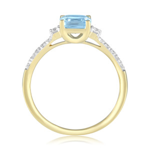 Inel Aur 18k Diamante, Topaz Albastru DERUVO