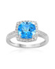 Inel Aur 18k Diamante, Topaz Albastru DERUVO Inel Aur 18k Diamante, Topaz Albastru DERUVO