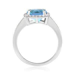 Inel Aur 18k Diamante, Topaz Albastru DERUVO