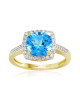 Inel Aur 18k Diamante, Topaz Albastru DERUVO Inel Aur 18k Diamante, Topaz Albastru DERUVO