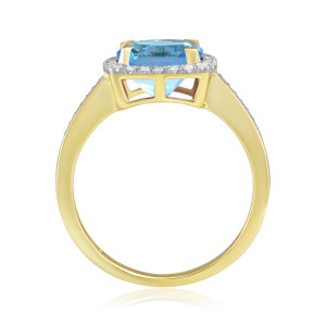 Inel Aur 18k Diamante, Topaz Albastru DERUVO