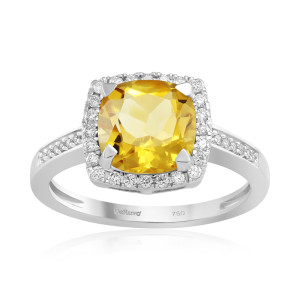 Inel Aur 18k Diamante, Citrin DERUVO