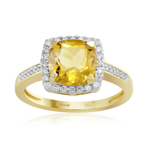 Inel Aur 18k Diamante, Citrin DERUVO
