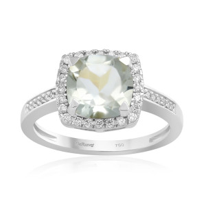 Inel Aur 18k Diamante, Ametist Verde DERUVO