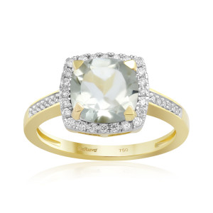 Inel Aur 18k Diamante, Ametist Verde DERUVO