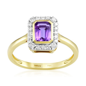 Inel Aur 18k Diamante, Ametist DERUVO