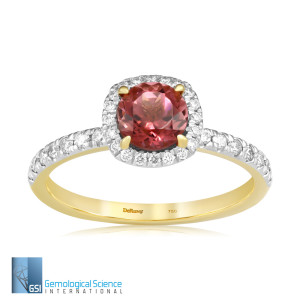 Inel Aur 18k Diamante, Turmalina Roz DERUVO 