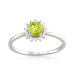 Inel Aur 18k Diamante, Peridot DERUVO