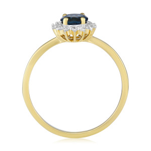 Inel Aur 18k Diamante, London Blue Topaz DERUVO