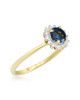 Inel Aur 18k Diamante, London Blue Topaz DERUVO