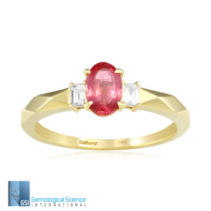 Inel Aur 18k Diamante, Spinel Roz DERUVO