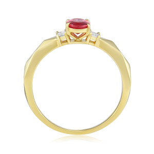 Inel Aur 18k Diamante, Spinel Roz DERUVO