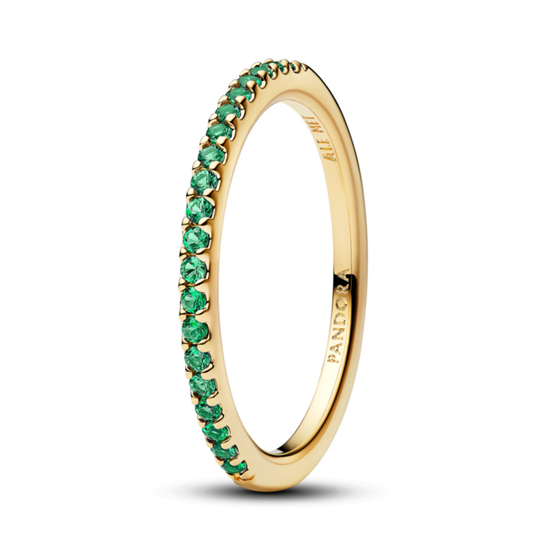 Inel Placare Aur Galben 14K Cristal Verde PANDORA