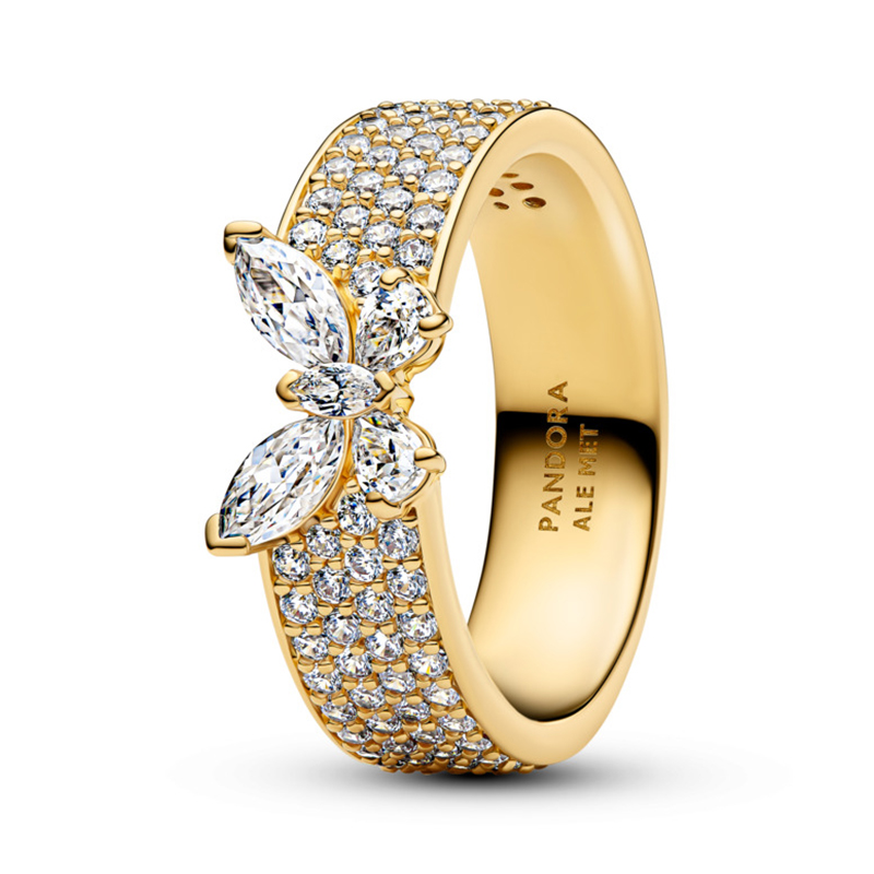 Inel Fluture Placare Aur Galben 14K CZ PANDORA