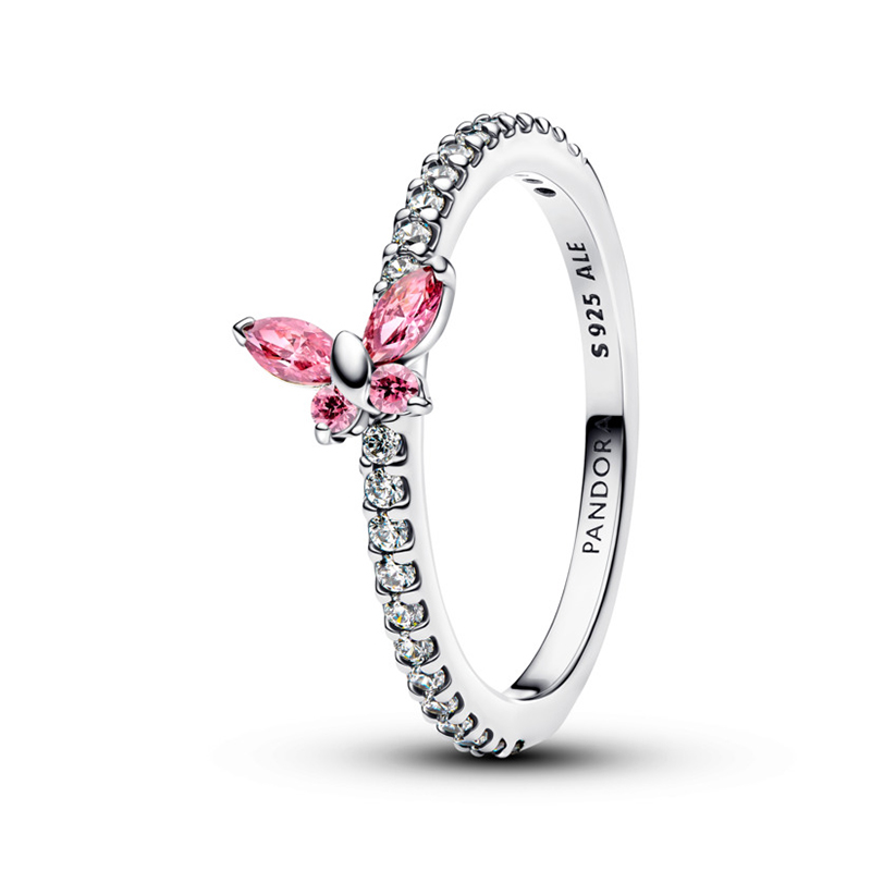 Inel Fluture Argint 925 CZ Cristal Roz PANDORA