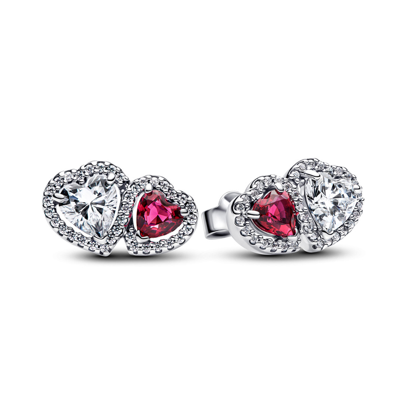 Cercei Inimioare Argint 925 CZ Cristal Fucsia PANDORA