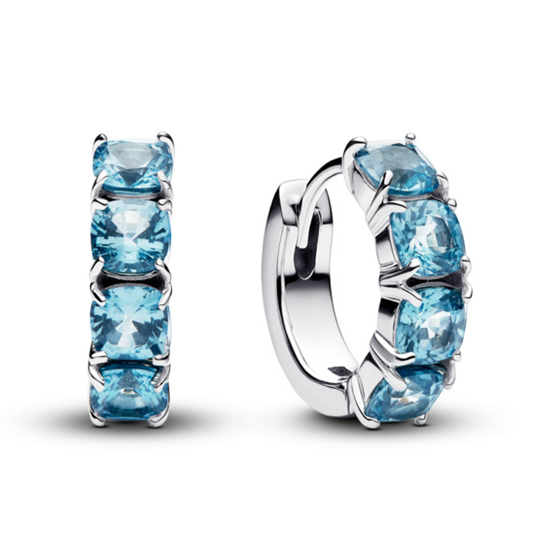 Cercei Cerc Argint 925 Cristal Albastru PANDORA Cercei Cerc Argint 925 Cristal Albastru PANDORA